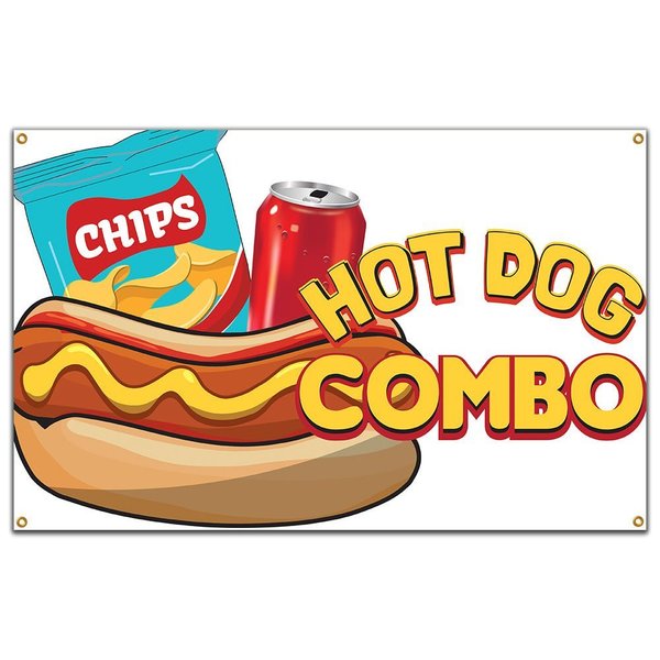 Signmission Hot Dog Combo Banner Concession Stand Food Truck Single Sided B-Hot Dog Combo19